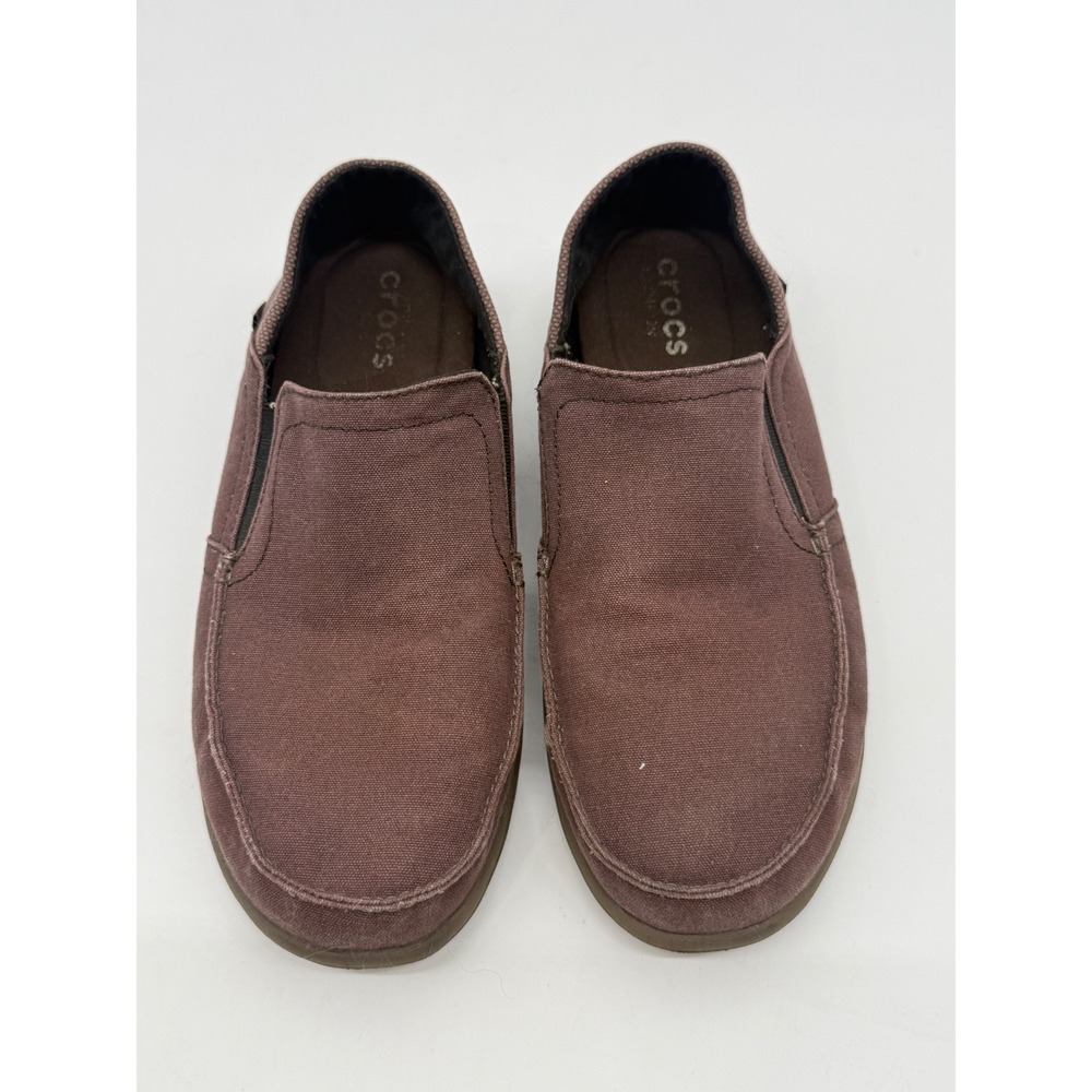 Crocs Santa Cruz Mens Brown Canvas Slip On Loafers Shoes 204834 Size M11